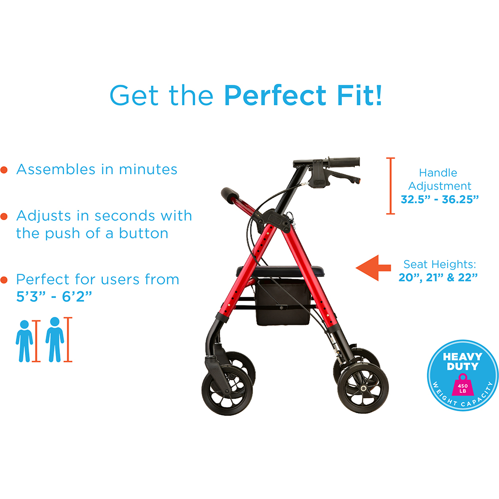 Rolling Walker with height ranges